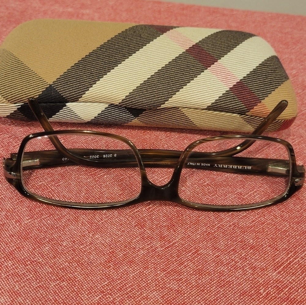 Burberry Eyeglasses with Clamshell Hardcase with Nove Check Plaid Made in Italy - Picture 2 of 10
